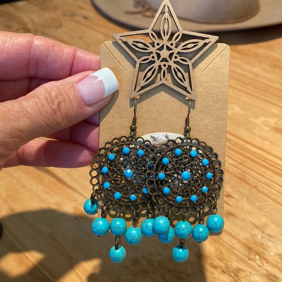 🎉 NEW‼️ DREAM CATCHER TURQUOISE BOHO EARRINGS ‼️ - Picture 10 of 10